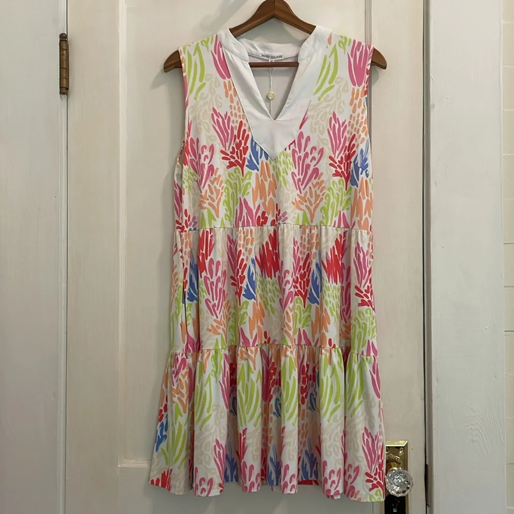 SOLD. New Mary Square Newport Dress Coral Cove White UPF 50 size Medium - Picture 5 of 16